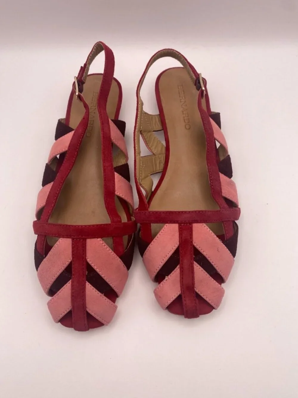 Bernardo Footwear Women Glinda Red Suede Slingback Flat Sz 6.5